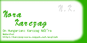 nora karczag business card